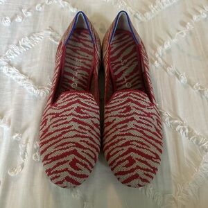 Red and White Zebra Patterned Women's Shoes